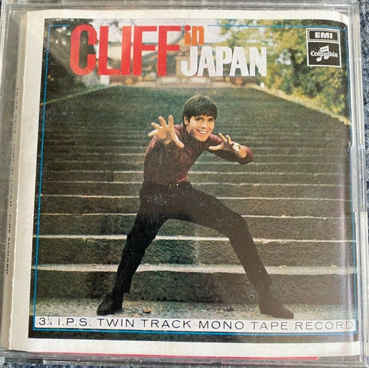 Image of Front Cover of 4931167E: Cassette - CLIFF RICHARD, Cliff In Japan (; TA-SX 6244, UK 1967, Jewel Case, 3   I.P.S. Twin Track Mono Tape ) Reel to Reel Tape visually graded. Pen writing on spool and inside and outside cover, some wear to cover.  VG/VG