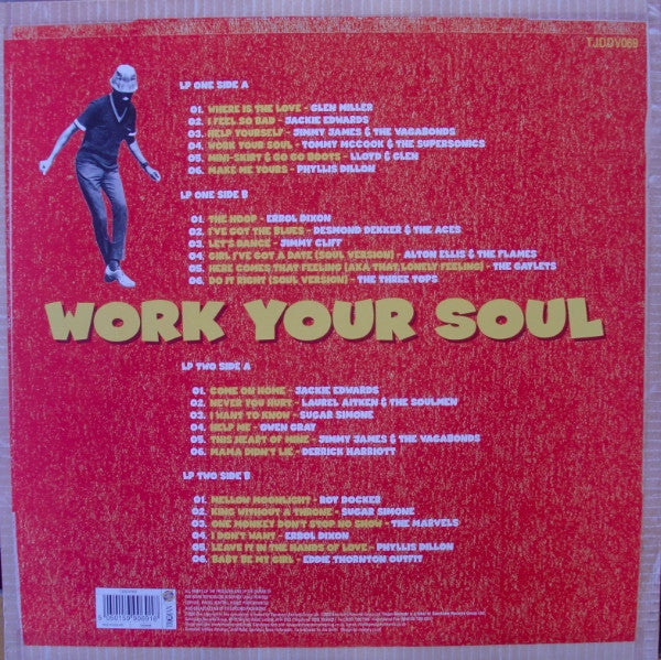 Image of Back Cover of 2xLP - VG/G+ - VARIOUS ARTISTS, Work Your Soul - Jamaican 60s & Northern 1966-74 (Trojan Records; TJDDV069, UK 2003), Lots of surface marks on side B, and several harilines on side C, but plays VG/VG+. Disc 1 in VG+. Sleeve in strong VG.,  - 2746095S