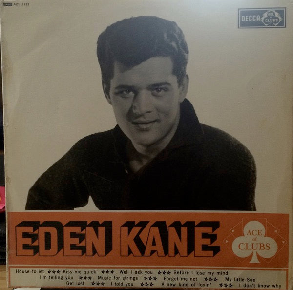 Image of Front Cover of 2925283E: LP - EDEN KANE, Eden Kane (Ace Of Clubs ; ACL 1133, UK 1962, Laminated Flipback Sleeve) Strong VG+  VG+/VG+