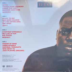 Image of Back Cover of 2xLP - NEW/NEW - THE NOTORIOUS BIG, Ready To Die (Bad Boy ; R1 94567, Europe 2021 Reissue, Insert), ,  - 6016083C