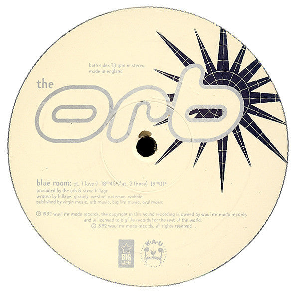 Image of Label Cover of 12" - VG/VG - ORB, Blue Room (Big Life; BLRT 75, UK 1992, Picture Sleeve), Minor pressing fault causing pops at B side for few ratotaions.,  - 2746073S