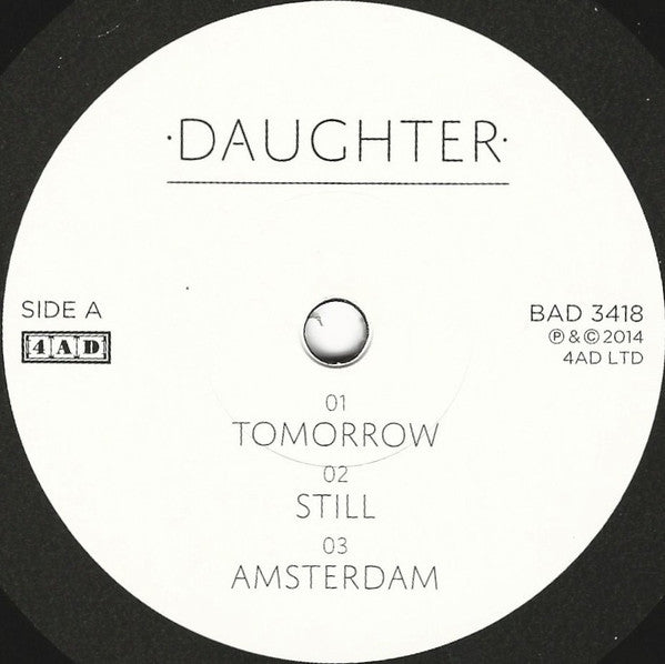 Image of Label Cover of 12" EP - VG+/VG+ - DAUGHTER, 4AD Session (4AD; BAD 3418, UK & Europe 2014, Picture Sleeve, Limited Edition of 800), ,  - 1326156E