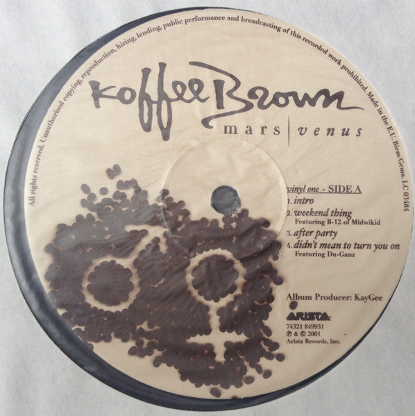 Image of Label Cover of 2xLP - G+/VG - KOFFEE BROWN, Mars / Venus (Arista ; 74321 849931, UK & Europe 2001), Sleeve stained and discoloured; creasing and wear too,  - 2616318C