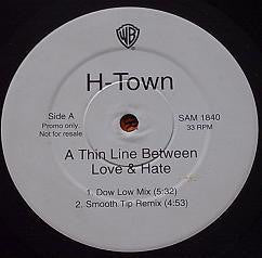 Image of Front Cover of 3814164C: 12" - H-TOWN, A Thin Line Between Love & Hate (Warner Bros. Records  ; SAM 1840, UK 1996, Promo, Plain Sleeve) Light marks only.  /VG