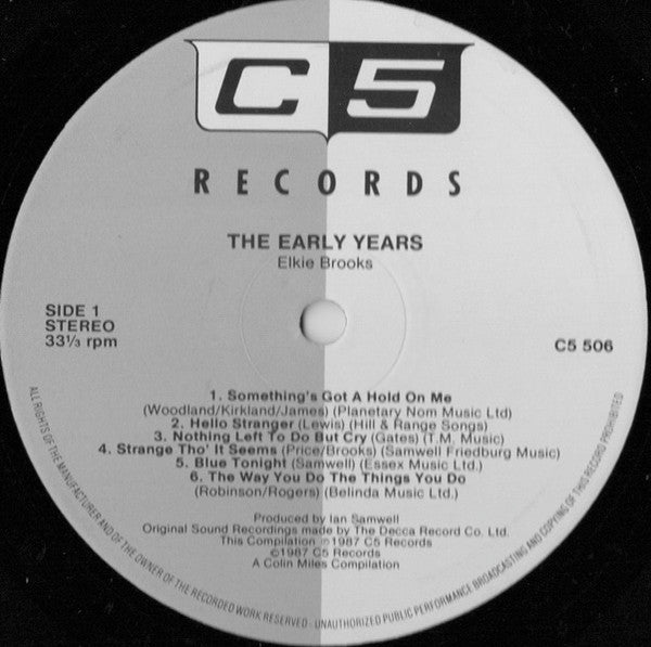 Image of Label Cover of LP - VG+/EX - ELKIE BROOKS, The Early Years 1964-1966 (C5 Records ; C5 506, UK 1987), ,  - 3026118E