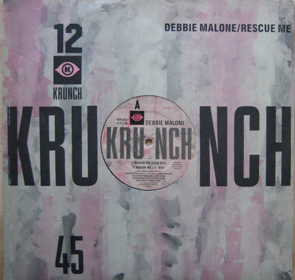 Image of Front Cover of 12" - VG/VG - DEBBIE MALONE, Rescue Me (Club/12"/Dance/Dub mixes) (Krunch ; KR 001, UK 1989, Die Cut Company Sleeve), light marks only. original company sleeve,  - 3846087S