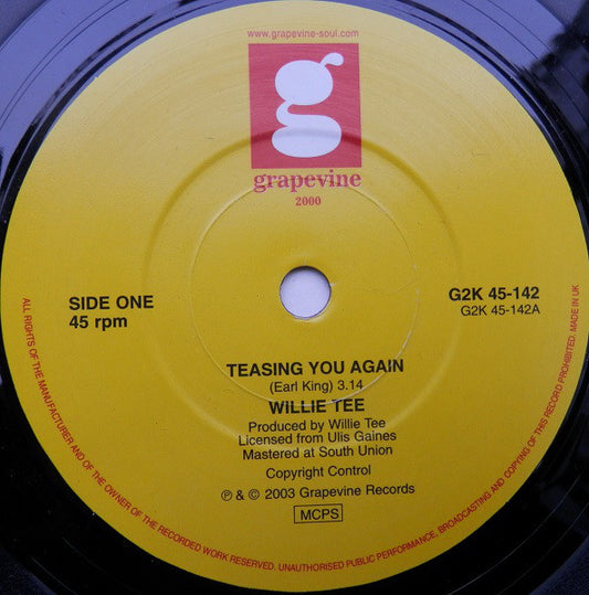 Image of Front Cover of 0454193S: 7" - WILLIE TEE, Teasing You Again / Teasing You (Grapevine ; G2K 45-142, UK 2003 Reissue, Plain Sleeve) Strong VG  /VG