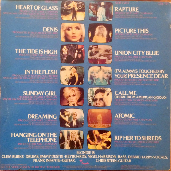 Image of Back Cover of LP - VG/VG+ - BLONDIE, The Best Of Blondie (Chrysalis ; CDL TV1, UK 1981, NO Poster, Stickered Sleeve, French Pressing for UK ), ,  - 2416085C
