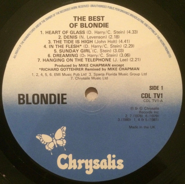 Image of Label Cover of LP - VG/VG+ - BLONDIE, The Best Of Blondie (Chrysalis ; CDL TV1, UK 1981, NO Poster, Stickered Sleeve, French Pressing for UK ), ,  - 2416085C