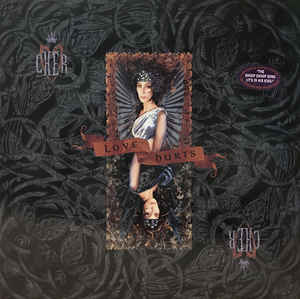 Image of Front Cover of 3815180C: LP - CHER, Love Hurts (Geffen Records ; GEF 24427, Europe 1991, Inner) Edge wear, price sticker mark to sleeve varnish, large hype sticker covering the smaller one.  VG/VG