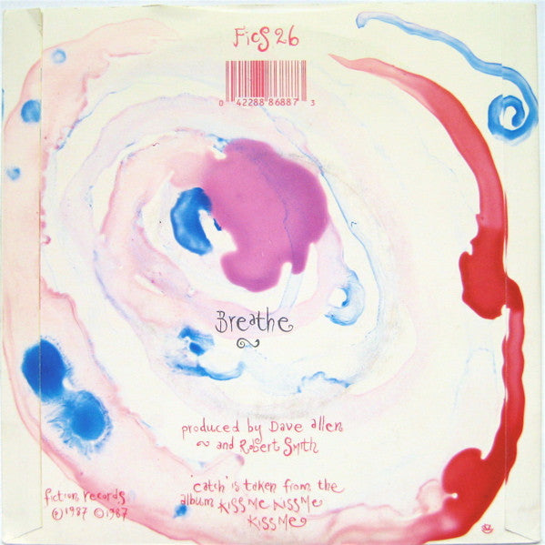 Image of Back Cover of 4624066E: 7" - THE CURE, Catch / Breathe (Fiction Records ; Fics 26, UK 1987, Picture Sleeve) Strong VG, Sticker Residue on Sleeve  VG+/VG