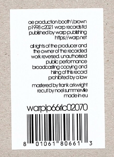 Image of Back Cover of 4314327C: 2xLP - AUTECHRE, LP5 (Warp Records ; warplp66r, Europe 2021 Reissue, Die Cut Sleeve, 2 Inners, Postcard) Still In Stickered Shrinkwrap  EX/VG+