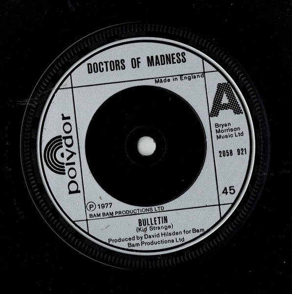 Image of Label Cover of 7" - VG+/VG+ - DOCTORS OF MADNESS, Bulletin / Waiting (Polydor ; 2058 921, UK 1977, Picture Sleeve), ,  - 2526277E