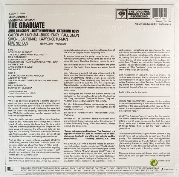 Image of Back Cover of LP - NEW/NEW - SIMON & GARFUNKEL, DAVE GRUSIN, The Graduate (Original Sound Track Recording) (Legacy ; 88875049711, UK 2018 Reissue), ,  - 1036165E
