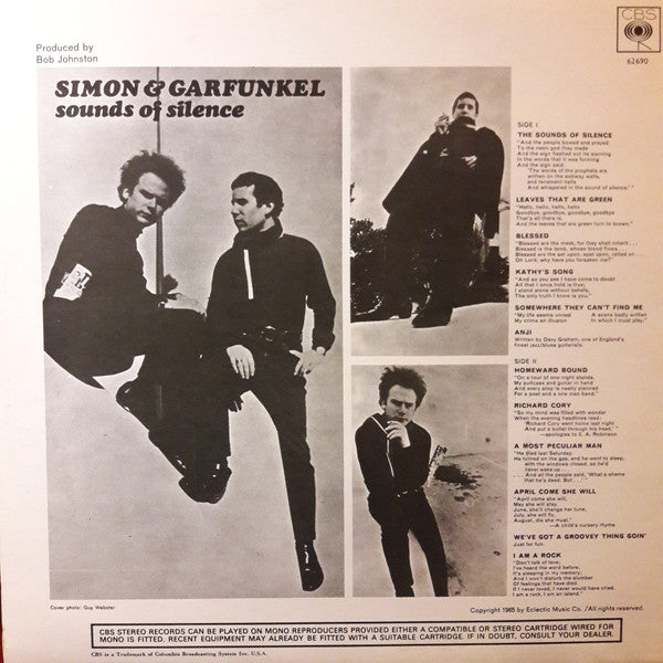 Image of Back Cover of LP - VG/VG+ - SIMON AND GARFUNKEL, Sounds Of Silence (CBS Orange (33 1/3 On Label); 62690, UK Reissue, Non-Laminated Sleeve, Stereo A5 B6), Edge Wear,  - 4246333S