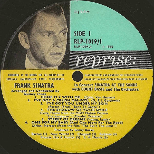 Image of Label Cover of 2xLP - VG/G+ - FRANK SINATRA, Sinatra At The Sands (Reprise Records ; RLP 1019, UK 1966, Laminated Gatefold Sleeve, Mono), Light scratches & hairlines but none feelable, creased company inners, laminate creases,  - 4346029S