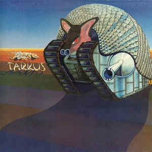 Image of Front Cover of LP - VG/VG - EMERSON, LAKE & PALMER, Tarkus (Island Pink Rim; ILPS 9155, UK 1971, Gatefold Howards Printers Sleeve, Side 1 / Side 2 On Labels.), Strong VG - a few light marks, edge & ring wear,  - 2646007S