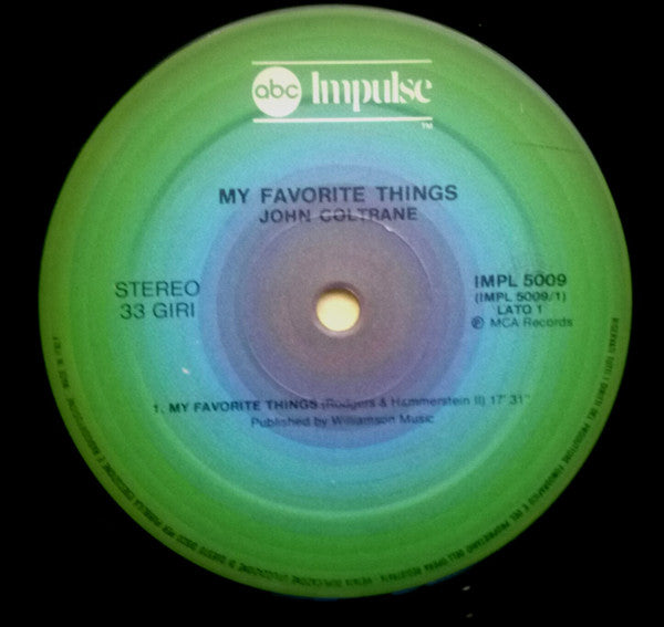 Image of Label Cover of LP - G+/G+ - JOHN COLTRANE, Selflessness Featuring My Favorite Things (Impulse! ; IMPL 5009, Italy 1976), Strong G+,  - 0846369S