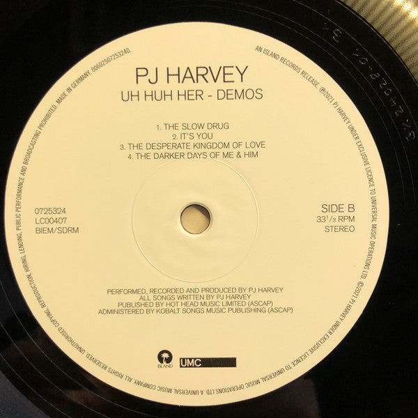Image of Label Cover of LP - EX/VG - P J HARVEY, Uh Huh Her    Demos (Island; 0725324, Europe 2021, Inner), Strong VG, light marks only. Still in shrinkwrap.,  - 3246244S