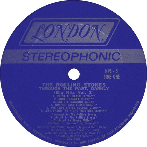 Image of Label Cover of LP - VG/VG - THE ROLLING STONES, Through The Past, Darkly (Big Hits Vol. 2) (London Records; NPS-3, US 1969, Octagonal Gatefold, Inner, Stereo.  Pitman Pressing), ,  - 3016191C
