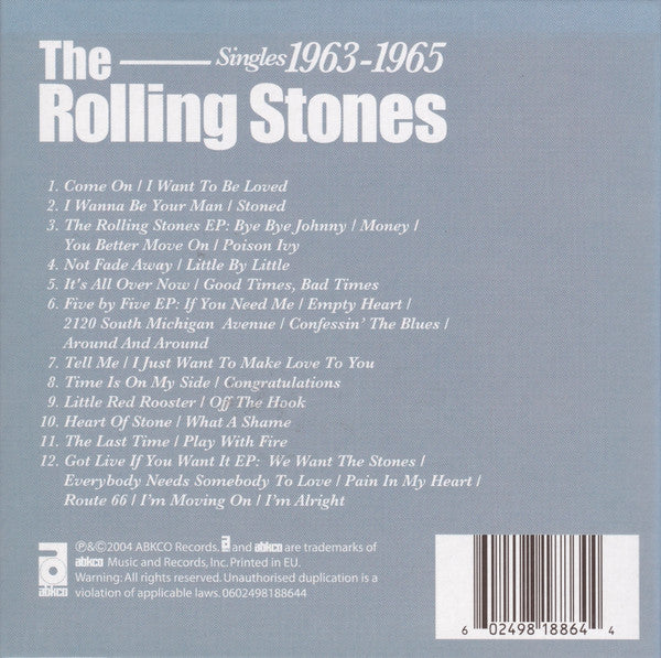 Image of Back Cover of 12xCD - G+/VG+ - THE ROLLING STONES, Singles 1963-1965 (ABKCO; 0602498188644, Europe 2004, Box Set, Booklet, 2 Prints, Limited Edition), ,  - 1216523C