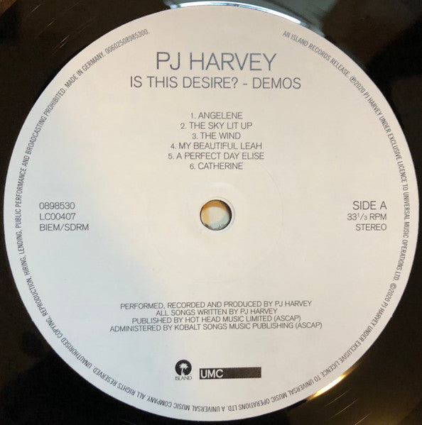 Image of Label Cover of LP - EX/EX - PJ HARVEY, Is This Desire? - Demos (Island Records; 0898530, UK 2021, Inner), ,  - 3246216S