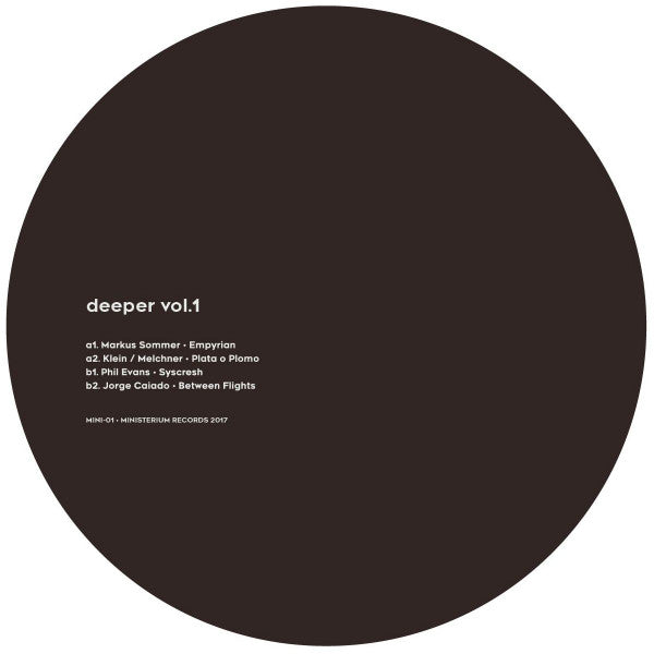 Image of Front Cover of 3714370C: 12" - VARIOUS, Deeper Vol.1 (Ministerium Records  ; MINI-01, Portugal 2017) Sleeve has corner wear and a split in bottom edge. Old sticker on front  VG/VG