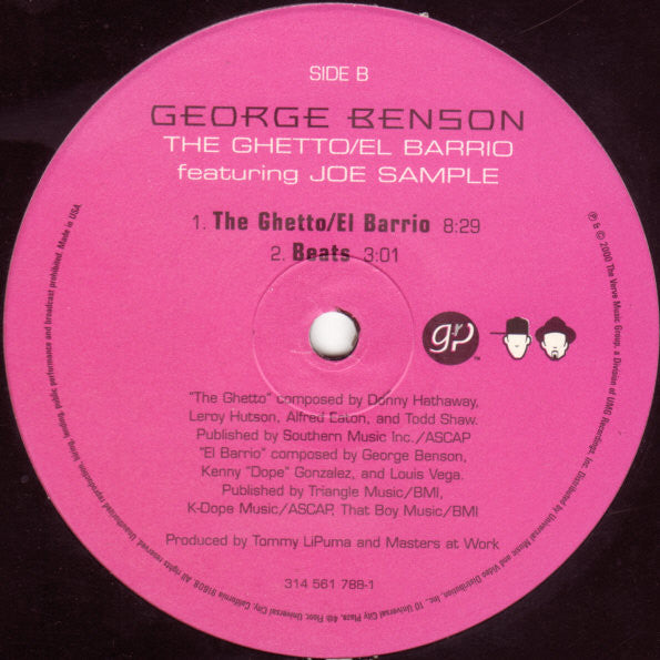 Image of Label Cover of 4614223C: 12" - GEORGE BENSON FEATURING JOE SAMPLE, The Ghetto / El Barrio (MAW Mix) (GRP ; 314 561 788-1, US 2000, Stickered Die Cut Sleeve) Light Marks only.  VG/G+