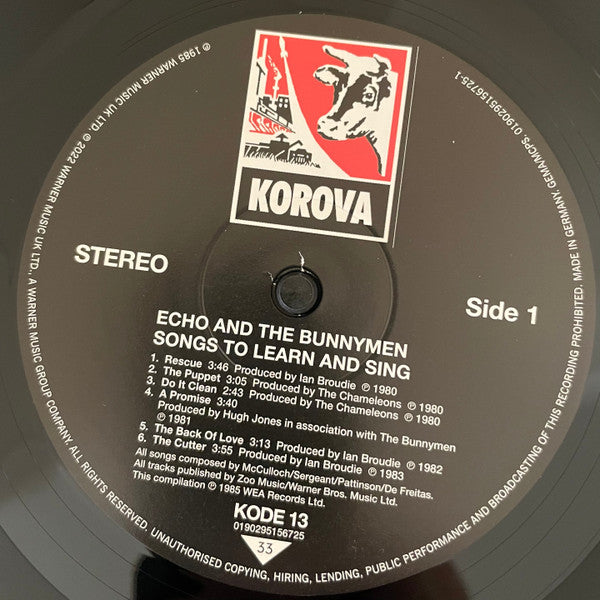 Image of Label Cover of 4214299C: LP - ECHO AND THE BUNNYMEN, Songs To Learn & Sing (Rhino; KODE 13, Europe 2022 Reissue, Inner & Insert)   NEW/NEW