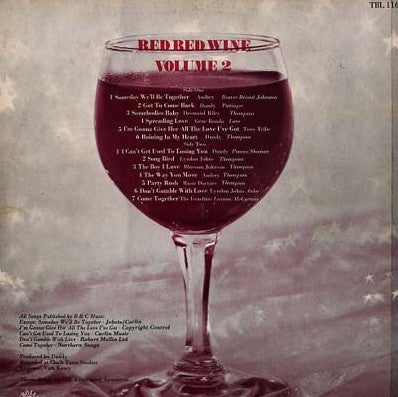 Image of Back Cover of LP - G+/G+ - VARIOUS ARTISTS, Red Red Wine - Volume Two (Downtown; TBL-116, UK 1970, Laminated Front Sleeve), Very conservative grading : lots of light lines on disc, still shiny. Creases and corners bent on sleeve, but looks very nice still.,  - 2916051C
