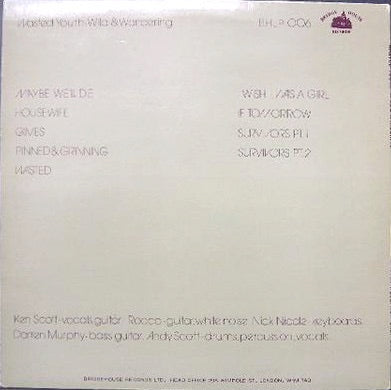 Image of Back Cover of 4715244C: LP - WASTED YOUTH, Wild And Wandering (Bridge House Records ; BHLP 006, UK 1981, Inner) Clean disc, Light sleeve crease   VG/VG+