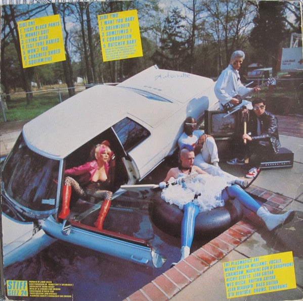 Image of Back Cover of 2024144E: LP - PLASMATICS, New Hope For The Wretched (Stiff Records ; SEEZ 24, UK 1980, Orange Vomit Vinyl) Sleeve has small tear on top left. Edgewear and creases to sleeve.  VG/VG+