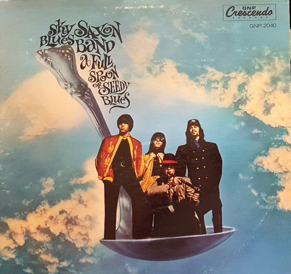 Image of Front Cover of LP - F/VG - SKY SAXON BLUES BAND, A Full Spoon Of Seedy Blues (GNP Crescendo; GNP 2040, US 1967), No 'Mono' on sleeve or labels. Sleeve has heavy ring and edgewear, patch of front cover image missing, writing, tape, generally a mess.,  - 3926319E