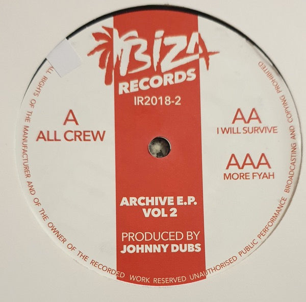 Image of Front Cover of 0912117C: 12"12" EP - JOHNNY DUBS, Archive E.P. Vol 2 (Ibiza Records ; IR2018-2, UK 2019, Plain Sleeve)   NEW/NEW