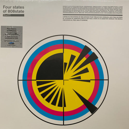 Image of Front Cover of 0516478C: 4xLP - 808 STATE, Four States Of 808state (ZTT ; Element 44, UK 2019, Box Set, 4 Inners, RSD 2019 Limited Edition/500) Only some very light marks to disc.  VG+/VG