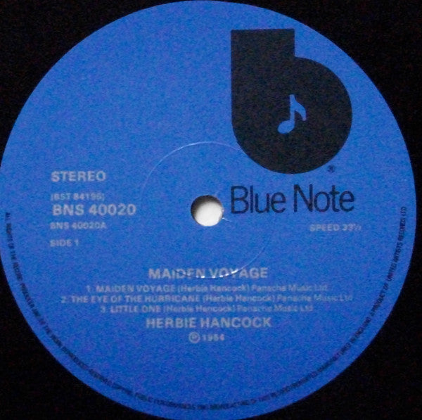 Image of Label Cover of LP - VG+/VG - HERBIE HANCOCK, Maiden Voyage (Blue Note; BNS 40020, UK 1977 Reissue), ,  - 3226130E