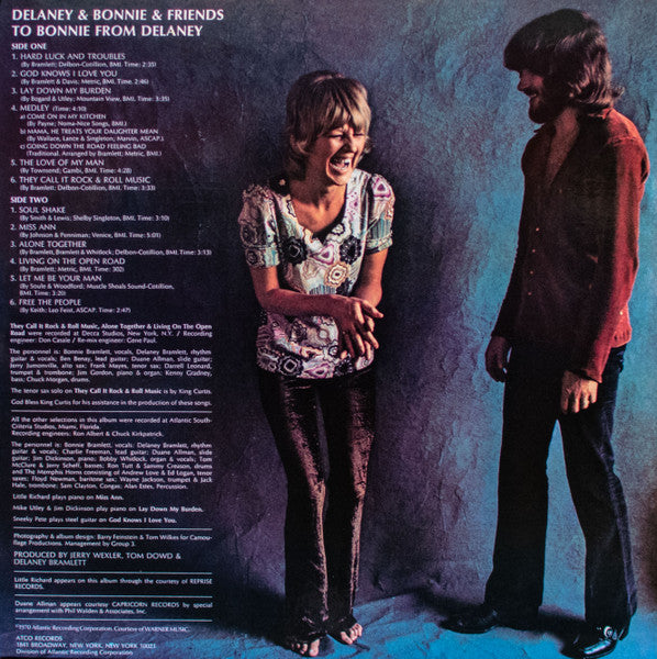 Image of Back Cover of 1824183E: LP - DELANEY & BONNIE & FRIENDS, To Bonnie From Delaney (ATCO Records ; ATCO SD 33-341, Germany 2018 Reissue, Gatefold, Label Insert, 180 Gram Audiophile Pressing) Still In Stickered Shrinkwrap  EX/VG+