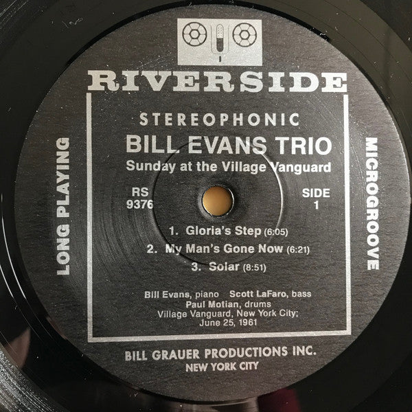 Image of Label Cover of 2324066E: LP - BILL EVANS TRIO FEATURING SCOTT LA FARO, Sunday At The Village Vanguard (Riverside Records, Alto Edition; RLP 376, AE 004, Germany Reissue, Glossy Sleeve, 180 Gram Audiophile Pressing. Limited Edition of 2000.) Some minor creasing near spine, nice clean copy.  VG+/VG+