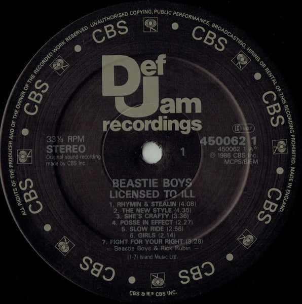 Image of Label Cover of LP - VG/G+ - BEASTIE BOYS, Licensed To Ill (Def Jam Recordings ; 450062 1, UK 1986, Gatefold, Inner, Artist name above album title on labels), Light scrtaches & hairlines, edge wear, old price stickers on sleeve & inner,  - 4046211S