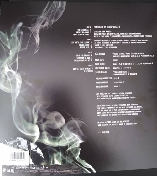 Image of Back Cover of 2xLP - VG+/VG+ - JOAN AS POLICE WOMAN, TONY ALLEN, DAVE OKUMU, The Solution Is Restless ([pias] ; PIASR5085DLP, Europe 2021, Gatefold, 2 Inners, feat Damon Albarn), Still In Opened Shrinkwrap With Hype Sticker,  - 3246004S