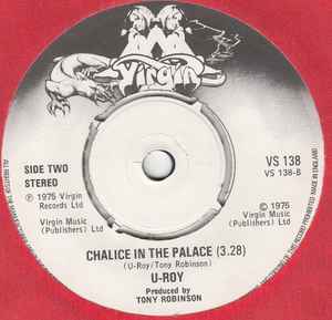 Image of Back Cover of 7" - /G+ - U-ROY, Runaway Girl / Chalice In The Palace (Virgin; VS 138, UK 1975, Plain Sleeve, 4-Prong Centre), Quite a few light streaky marks but plays well. No centre. Marker pen on labels.,  - 2216012C