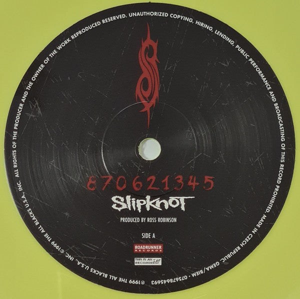 Image of Label Cover of 3614390C: LP - SLIPKNOT, Slipknot (Roadrunner Records; RR 8655-1, Europe 2022 Reissue, Inner, Yellow Vinyl)   NEW/NEW