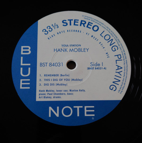 Image of Label Cover of LP - VG/VG+ - HANK MOBLEY, Soul Station (Blue Note  ; 0746554, Worldwide 2021 Reissue, 180 Gram Vinyl), ,  - 2216289C