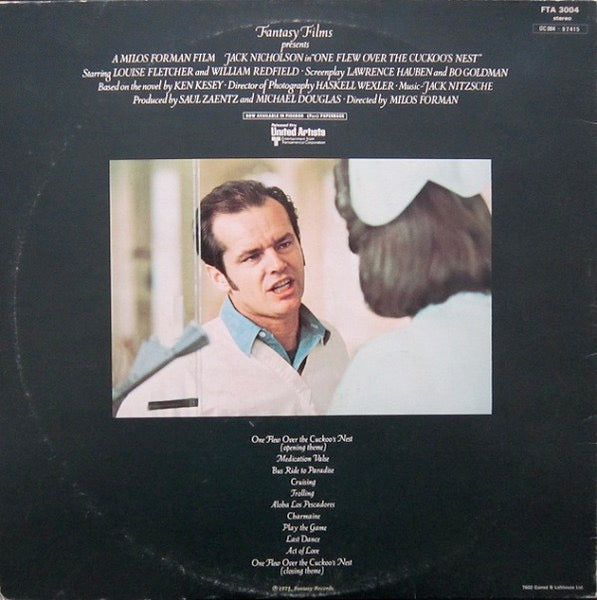 Image of Back Cover of LP - VG/VG - JACK NITZSCHE, One Flew Over the Cuckoo's Nest - OST (Fantasy; FTA 3004, UK 1975, Gatefold), ,  - 3926324E