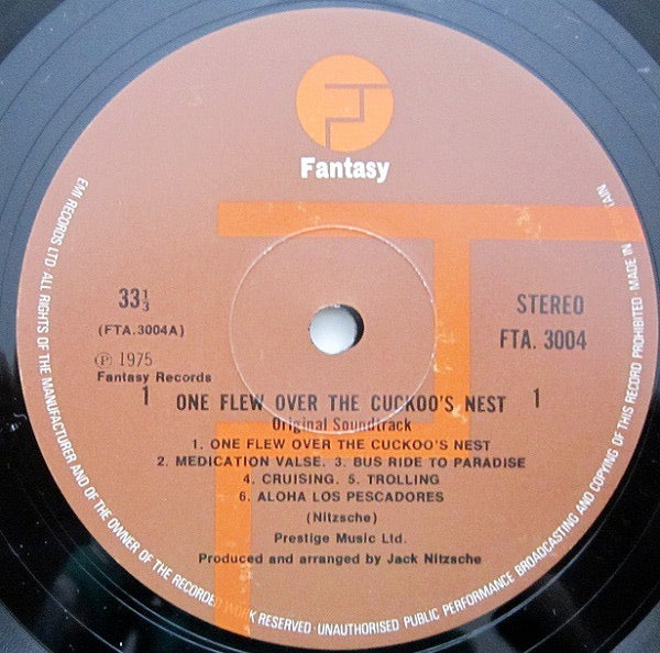 Image of Label Cover of LP - VG/VG - JACK NITZSCHE, One Flew Over the Cuckoo's Nest - OST (Fantasy; FTA 3004, UK 1975, Gatefold), ,  - 3926324E