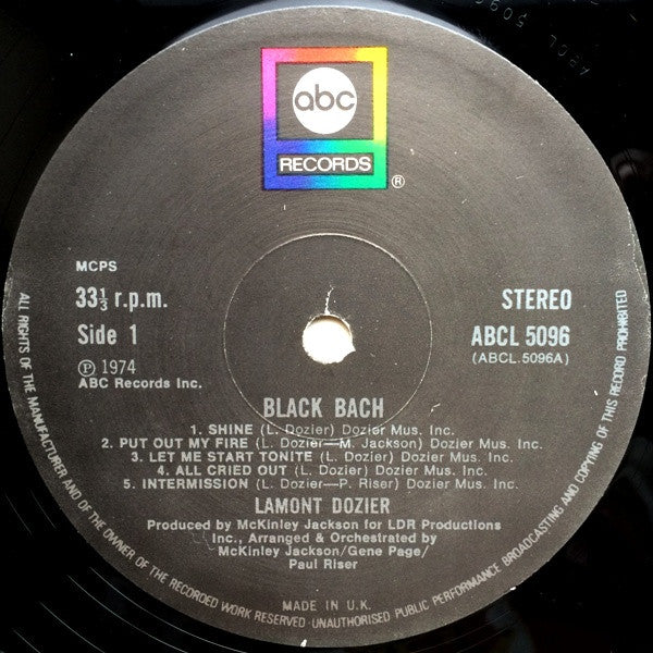 Image of Label Cover of LP - VG/G+ - LAMONT DOZIER, Black Bach (ABC; ABCL 5096, UK 1974), Edge, corner, spine wear on sleeve. A creased corner,  - 3016330C