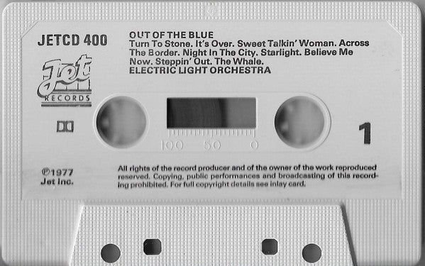 Image of Label Cover of Cassette - VG+/VG+ - ELO - THE ELECTRIC LIGHT ORCHESTRA, Out Of The Blue (Jet Records ; JETCD 400, UK ), ,  - 2736019E