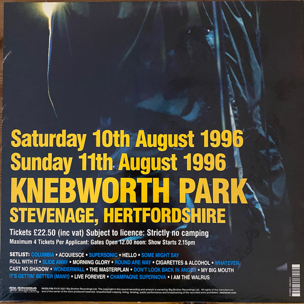 Image of Back Cover of 3xLP - VG+/EX - OASIS, Knebworth 1996 (Big Brother ; RKIDLP98, Europe 2021, Triple Gatefold, 3 Inners, 180 Gram Vinyl), ,  - 3716272C