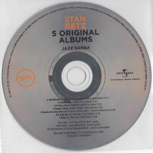 Image of Label Cover of 0215363C: 5xCD - STAN GETZ, 5 Original Albums, Vol. 2 (Verve Records  ; 06007 53765746, Europe 2017 Reissue, Box Set, 5 Inners)   VG+/VG+