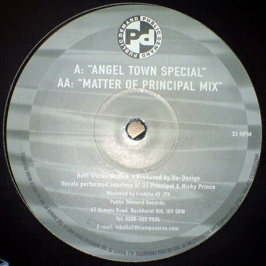 Image of Front Cover of 12" - /VG - NU-DESIGN, Takin Over Me (Public Demand  ; PPDT-44, UK 1999, Plain Sleeve), light marks only. pen on label - minor, A Takin Over Me (Angel Town Special)AA Takin Over Me (Matter Of Principal Mix) - 2246187S